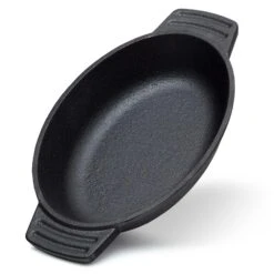 BBQ-Nerd© Servierpfännchen Aus Gusseisen Im 6er Set ǀ  Grillpfännchen - Oval 22,5x13 Cm - Zum Braten Überbacken Grillen Anrichten Servieren