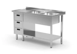 Edelstahl Gastro-Spültisch Mit 3 Spülbecken (rechts) | AISI 430 Qualität | HxBxT 85x160x70 -Küche Utensilien Laden 254ec9e3 07bc 496b a2d9 086104eec921