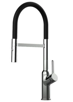 Wasserhahn Küchenarmatur Spültischmischer BOD, Verchromt, Mit 360° Schwenkbarem Schwarz Auslauf Und Abnehmbare 2 Strahl Handbrause