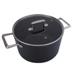 AMERCOOK | Comboss Kasserolle 24cm Mit Deckel | Gussoptik | Für Alle Herdarten | Cooking Pot | Induktion Geeignet | Griffe Aus Edelstahl |