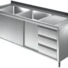 Gastrotrade Spülschrank Mit 2 Becken Links 160x70x85cm -Küche Utensilien Laden 45ccebde 2235 4a45 b33d 2fcd30b2c4ea