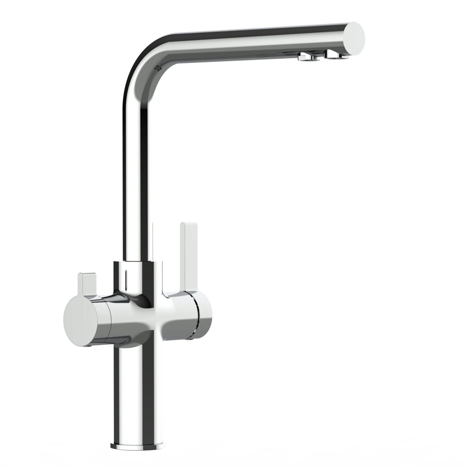 4 Wege Wasserhahn Küchenarmatur Spültischmischer FC, Verchromt Mit 360° Schwenkbarem L-Auslauf 4 4 Wege Wasserhahn Küchenarmatur Spültischmischer FC, Verchromt Mit 360° Schwenkbarem L-Auslauf – Bild 2