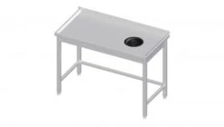 Arbeitstisch Ohne Grundboden, Mit Abfallloch, Mit Aufkantung, Verschweißt : 1700x700x850 Mm Becken Links