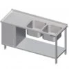 Spültisch Mit Grundboden, Und Flügeltürschrank, Mit Zwei Becken, Mit Aufkantung, Verschweißt : 1400x700x850 Mm Rechts -Küche Utensilien Laden 58c4d6a0 def4 46c9 bda3 8121fc02bb61
