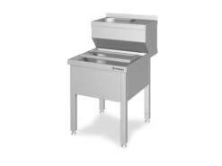 Handwasch- Und Ausgussbecken-Kombination, Mit Klappbaren Abstellrost, Mit Aufkantung, Verschweißt