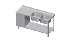 Spültisch Ohne Grundboden, Mit Zwei Becken, Mit Aufkantung, Verschweißt : 1600x600x850 Mm Becken Links -Küche Utensilien Laden 5fb2db17 e123 4617 ba78 2dd0bb9d80f3