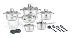 Platinum 18 Tlg. Edelstahl Kochgeschirr Induktion Kochtopf Topfset Glasdeckel