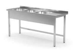 Edelstahl Gastro-Spültisch Mit 3 Spülbecken (rechts) | AISI 430 Qualität | HxBxT 85x160x70 -Küche Utensilien Laden 85aa23f9 024d 493a acac aa91b0651640