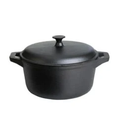 Gusstopf Mit Deckel Feuertopf Schmortopf Gusseisen D: 24cm 4,1Liter 2 Henkel