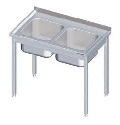 Spültisch Ohne Grundboden, Mit Zwei Becken, Mit Aufkantung, Verschweißt : 1600x600x850 Mm Becken Links -Küche Utensilien Laden 98f2f5e3 dcc8 48cd 85f7 da6e71fcc7eb