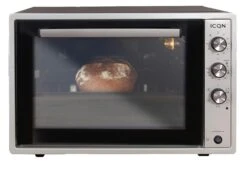 ICQN 60 Liter Mini-Öfen | 1800 W | Mini-Backofen Mit Innenbeleuchtung Und Umluft | Pizza-Ofen | Doppelverglasung | Drehspieß | Timer Funktion | Emaill -Küche Utensilien Laden ac4496e6 5171 4069 9d52 ed33139aa482
