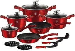 Berlinger Haus: 15 Teiliges Geschirr Set, Kochgeschirr, Töpfe, Pfannen, Burgunderrot, Induktionsherd Geeignet