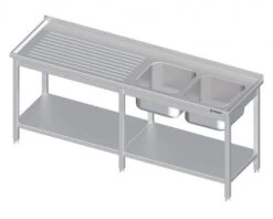 Spültisch Mit Grundboden, Mit Zwei Becken, Mit Aufkantung, Verschweißt : 2400x600x850 Mm Becken Rechts -Küche Utensilien Laden af495f6e 7a56 409b 947f bb4d04dbc253