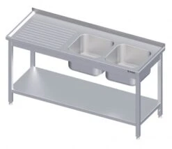 Spültisch Ohne Grundboden, Mit Zwei Becken, Mit Aufkantung, Verschweißt : 1600x600x850 Mm Becken Links -Küche Utensilien Laden b1c57c6f de55 432f 9d76 1d04200c4d36