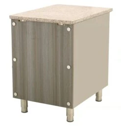 Kassentisch Aus Edelstahl Mit Granit Und Holzverkleidung, 40 X 82