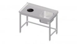 Spültisch Ohne Grundboden, Mit Abfallloch, Mit Einem Becken, Mit Aufkantung, Verschweißt : 1900x700x850 Mm Becken Links