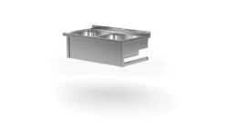 Edelstahl Gastro-Handwaschbecken Mit 2 Spülbecken (für Die Wand) | AISI 430 Qualität | HxBxT 30x100x60