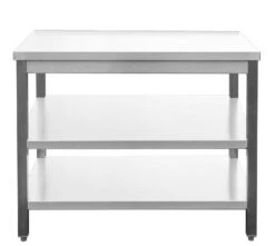 Gastro Arbeitstisch 2 Grundböden Ohne Aufkantung Edelstahl (BxT) 1100 X 600 Mm