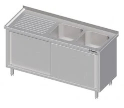 Spülschrank Mit Schiebetüren, Mit Zwei Becken, Mit Aufkantung, Verschweißt : 1300x600x850 Mm Becken Links -Küche Utensilien Laden ccb69cb9 77f6 4aac 9ed3 6220199a19d4