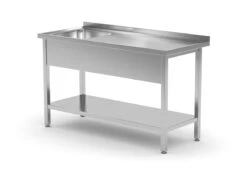 Edelstahl Gastro-Spültisch Mit Ablagefach & Scharniertüre (Becken Links) | AISI 430 Qualität | HxBxT 85x160x60 -Küche Utensilien Laden d2f38443 abd8 4bf8 87db f41f0957cdec