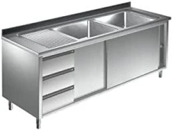 Spülschrank 2 Becken Rechts 2000 X 600 X 850 Mm Abfallbehälter Links -Küche Utensilien Laden d5539e2e a4f2 4255 bba2 e6cd1665b991