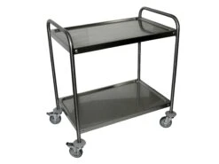 Gastro-Servierwagen Aus Edelstahl, 2 Etagen, 80 Cm Breit