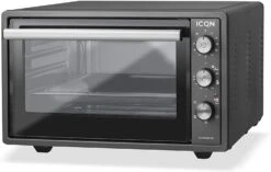 ICQN 60 Liter Mini-Öfen | 1800 W | Mini-Backofen Mit Innenbeleuchtung Und Umluft | Pizza-Ofen | Doppelverglasung | Drehspieß | Timer Funktion | Emaill -Küche Utensilien Laden e44ee038 414a 41a8 ba6e ce0ba80b3084