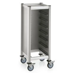 WAS Germany - Tablettwagen Trolley Mensa, Für 10 Tabletts, Braun, 51,5 X 47,5 X 165, MDF Holzoptik/Alu (1955452) -Küche Utensilien Laden eb4196dc 8ef4 4206 ad01 2ee42fd774ea 2