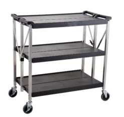 METRO Professional Servierwagen GST1003, Edelstahl, 85 X 52.6 X 94 Cm, 3 Etagen, 4 Räder Mit 2 Bremsen, Max. Tragfähigkeit 50 Kg Pro Etage, Silber -Küche Utensilien Laden ec13636f 08a4 4b77 9ea3 19f86ab2d0fd 2