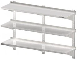 Dreifach-Wandbord Mit Konsolen, Und Wandschienen, Höhenverstellbar, Verschweißt : 1400x300x930 Mm -Küche Utensilien Laden ed740498 175f 4dc2 aa0d cd6addf2bac5